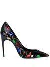 SAINT LAURENT star and moon sequinned pumps