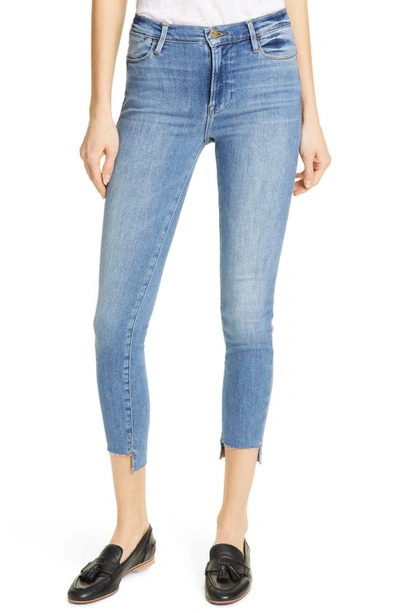 Frame Le High Skinny Raw-edge Stagger Jeans In Westway In Blue
