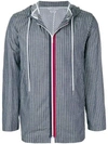 THOM BROWNE THOM BROWNE PINSTRIPED SHELL SWIM PARKA - BLUE