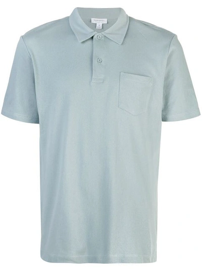 Sunspel Riviera Slim-fit Cotton-mesh Polo Shirt In Blue