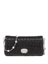 Miu Miu Women's Crystal-embellished Matelassé Leather Shoulder Bag In Black