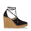 JIMMY CHOO DULCET 110 Black Suede and Nappa Espadrille Wedge,DULCET110SUN S