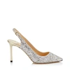 JIMMY CHOO ERIN 85 Champagne Coarse Glitter Fabric Slingback Pump,ERIN85CGF S