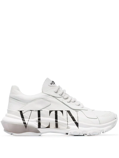 Valentino Garavani Bounce Low Top Leather Sneakers In White