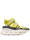 Versace Lime Green Chain Reaction High-top Leather Trim Sneakers In Yellow