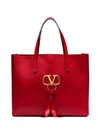 VALENTINO GARAVANI VALENTINO RED SMALL LEATHER TOTE BAG - 红色