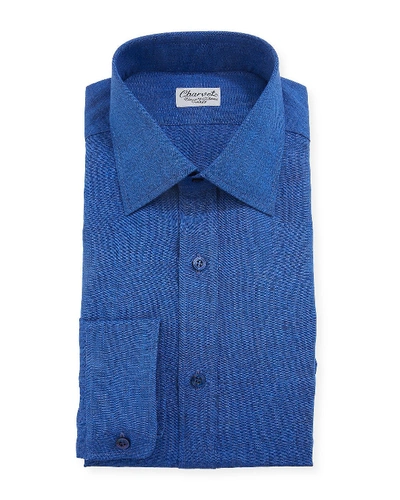 Charvet Men's Linen Dress Shirt In Blue
