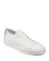 Santoni Classic Grainy Leather Sneakers In White