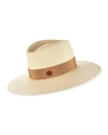 Maison Michel Charles Timeless Fedora Hat In Beige/navy
