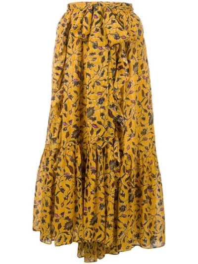 Ulla Johnson Floral Print Midi Skirt - 黄色 In Amb Amber Multi