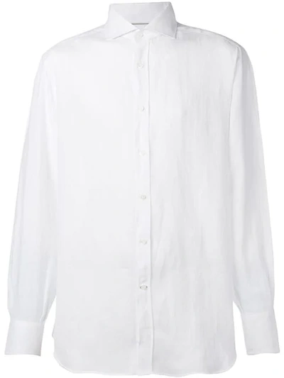 Brunello Cucinelli Pointed Collar Cotton Shirt In White