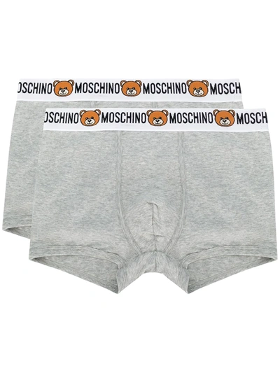 Moschino Pack Of 2 Teddy Logo Waistband Boxers In Grey