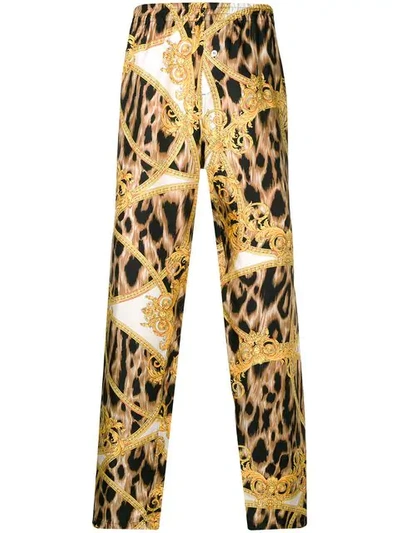 Versace Underwear 黑色 And 黄色 Animalier 巴洛克睡裤 In Yellow