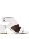 ALBANO ALBANO BLOCK HEEL SANDALS - WHITE