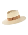 Maison Michel Charles Timeless Fedora Hat In Beige/navy