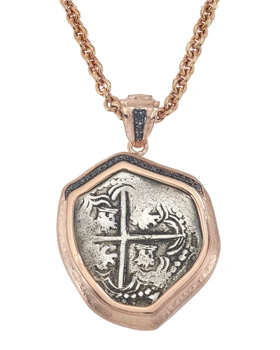 JORGE ADELER SANTA ROSA COIN PENDANT IN 18K ROSE GOLD W/ BLACK DIAMONDS,PROD220150565