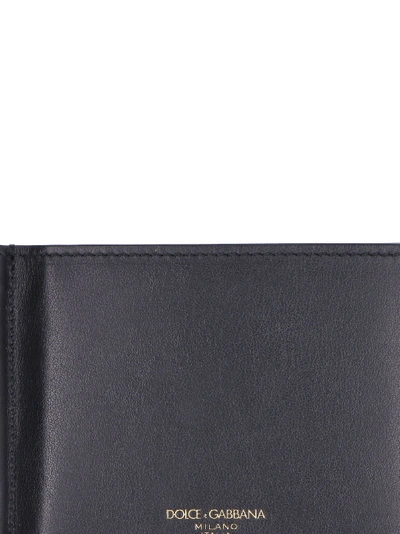 Dolce & Gabbana Smooth Leather Wallet With Money Clips In Black