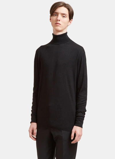 Aiezen Silk And Cashmere-blend Fine-knit Turtleneck Jumper In Black