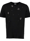 Saint Laurent Cotton T-shirt With Faded Robots Print In Black & White