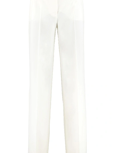 Dolce & Gabbana Stretch Wool Palazzo Trousers In Panna