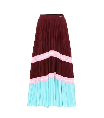 Valentino Pleated Jersey Midi Skirt In Red