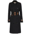 BURBERRY LEATHER-TRIMMED COTTON TRENCH COAT,P00382114