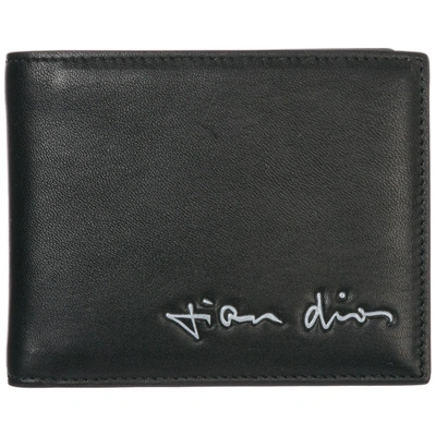 Dior Men's Genuine Leather Wallet Credit Card Bifold In Black