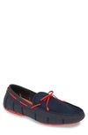 Swims Mesh & Rubber Braided-lace Boat Shoes, Navy/red Alert In Navy/ Red Alert