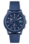 Lacoste 12.12 Chronograph Silicone Band Watch, 44mm In Blue