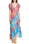 TANYA TAYLOR Iliana Floral Asymmetrical Silk Maxi Dress,S19D730017