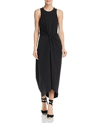 Joie Seamour Sleeveless Twisted-front High-low Dress In Caviar