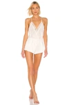 Flora Nikrooz Genevive Charm Lace Chiffon Romper In Antique Ivory