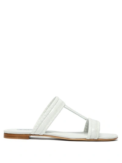 Tod's Croc-effect Leather Sandals In White