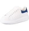 Alexander Mcqueen Two-tone Suede-trimmed Leather Exaggerated-sole Sneakers In White/ Blue