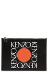 KENZO A4 LEATHER ZIP POUCH - BLACK,F955PM702L41
