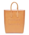 MANSUR GAVRIEL LEATHER MINI NS LOGO TOTE BAG,5057865242637