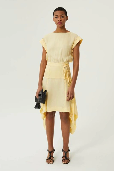 Rebecca Minkoff Yarrow Short-sleeve Asymmetrical Dress In Buttermilk
