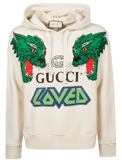 Gucci Cotton Sweatshirt With Tigers In Off White