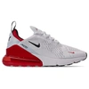 NIKE MEN'S AIR MAX 270 CASUAL SHOES, WHITE/RED - SIZE 11.5,2485338