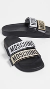 MOSCHINO Two Band Slide Sandals