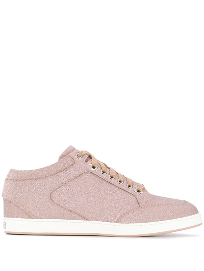 Jimmy Choo Miami Leather And Glitter Trainers In Ballet Pink