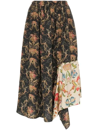 By Walid Frida Floral Print Asymmetric Skirt In Mixed Frida