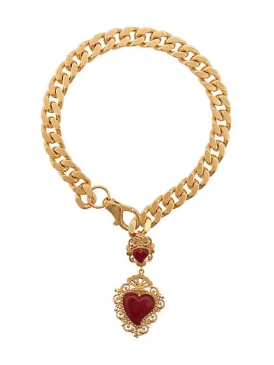 Dolce & Gabbana Heart Pendant Collar Necklace In Gold