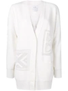 BARRIE BARRIE LOGO EMBROIDERED CARDIGAN - NEUTRALS