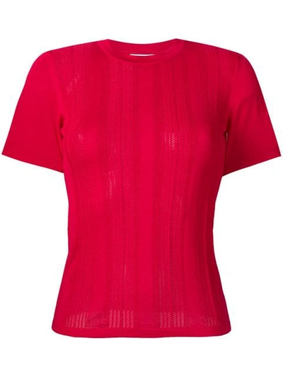 Barrie Short-sleeve Ribbed Sweater In Pink