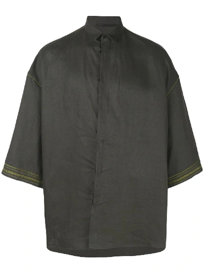 Haider Ackermann Contrast Piping Shirt In Grey