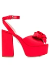 Miu Miu Sandalen Mit Rosenapplikationen In Red