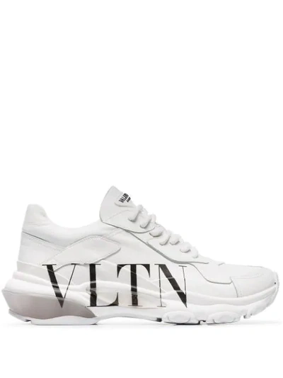 Valentino Garavani Bounce Low Top Leather Sneakers In White