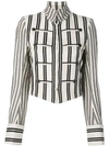 ANN DEMEULEMEESTER STRIPED PRINT CROPPED JACKET