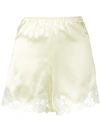 STELLA MCCARTNEY STELLA MCCARTNEY LACE TRIM SATIN SHORTS - YELLOW